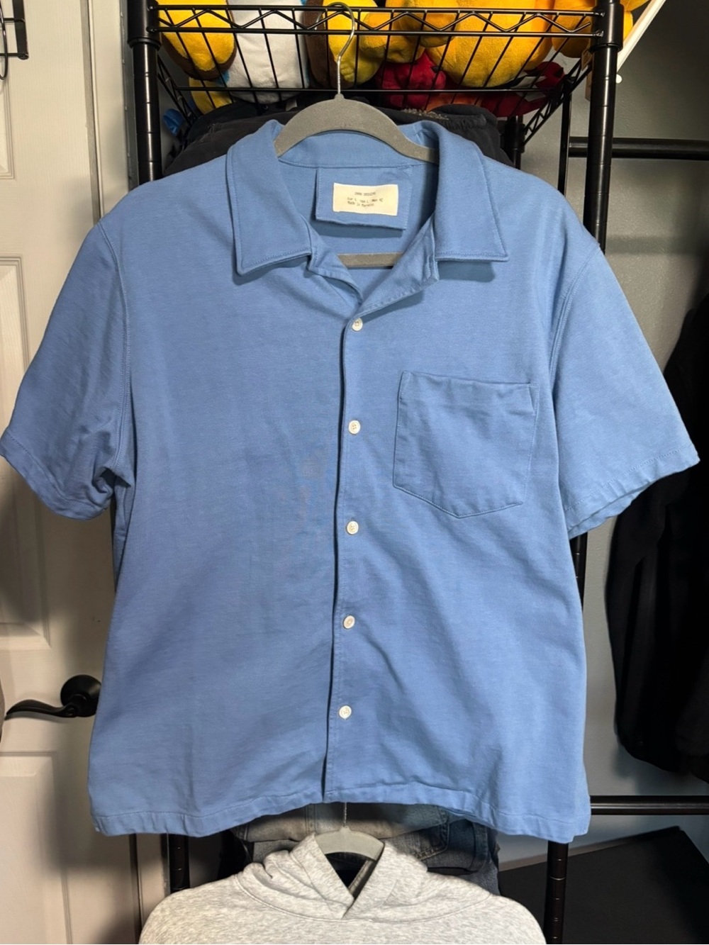 Zara Light Blue Short Sleeve Button Down Shirt